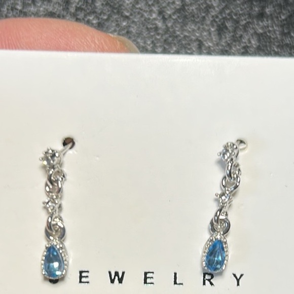3/$25 Dainty Blue Rhinestone Water Drop Earrings - Picture 1 of 5